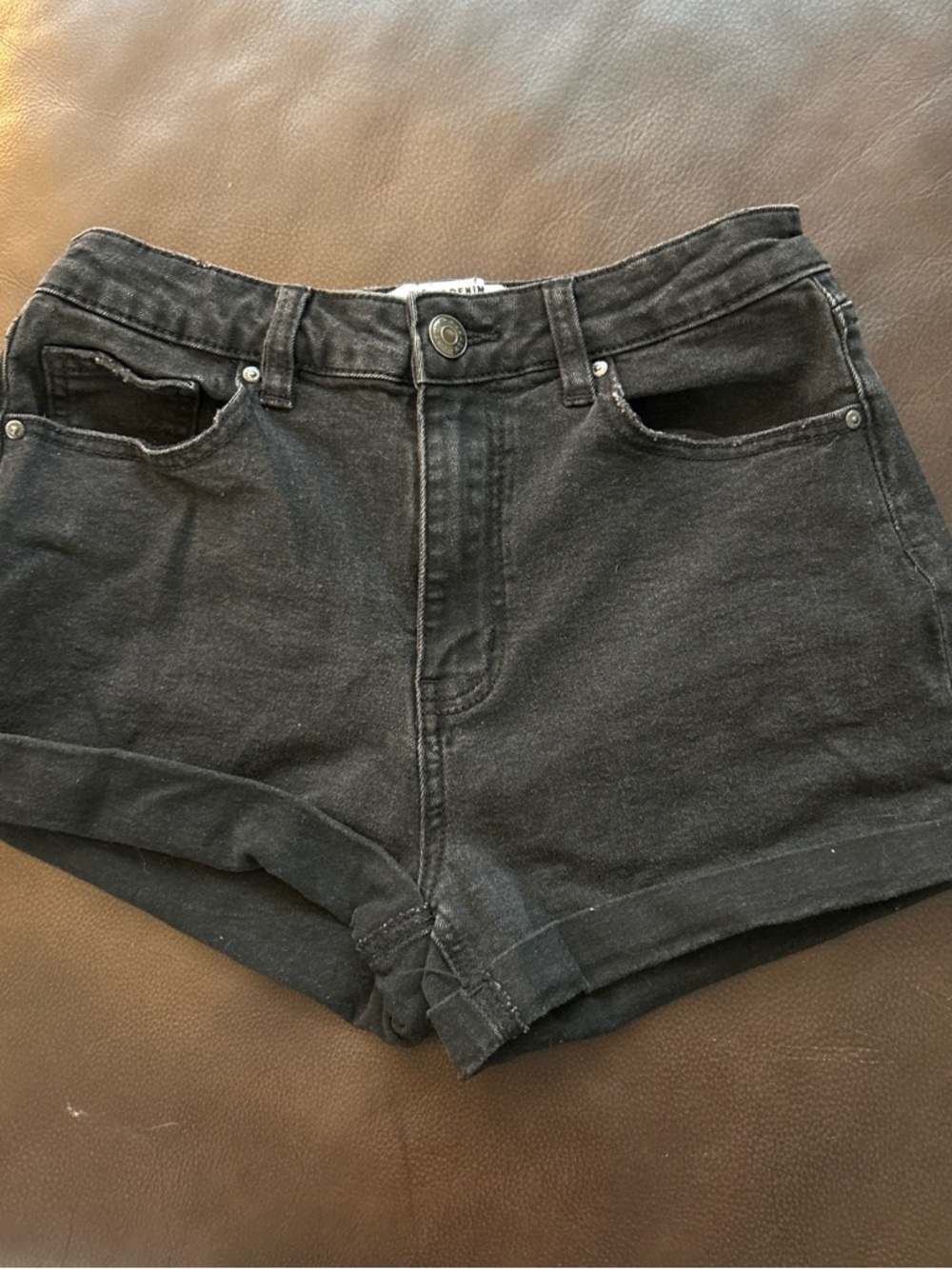 refuge Black High-Rise Denim Shorts